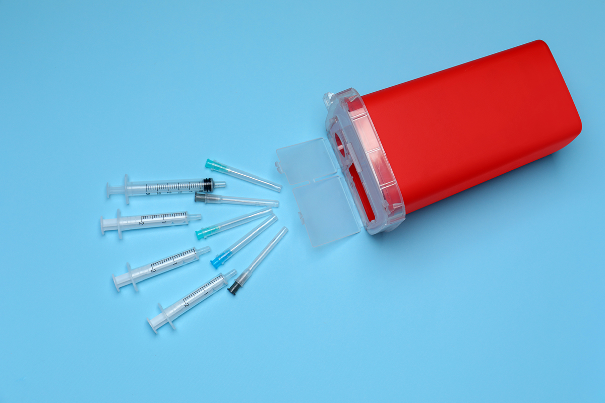 sharps disposal container